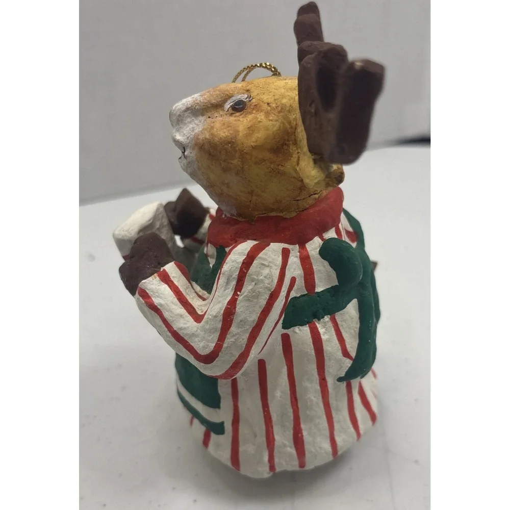 Vtg Paper Mache Christmas‎ Moose Ornament 5 1/2